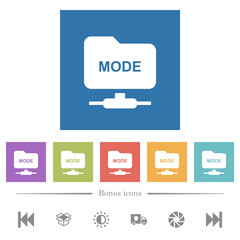 Poster - Set FTP transfer mode flat white icons in square backgrounds