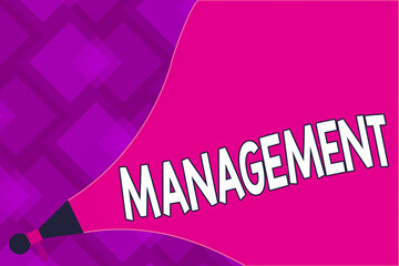 Poster - Writing note showing Management. Business concept for the authoritative act of directing or controlling things Megaphone speaker Extending the Loudness Sound Intensity and Volume