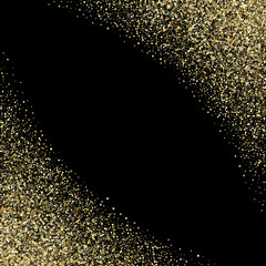 Wall Mural - gold sparkles glitter dust metallic confetti vector frame border background.