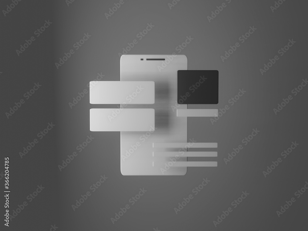 3d render of phone with ui ux blocks. app development. Stock ...