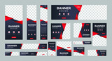 Fototapeta  - set of creative web banners of standard size with a place for photos. Business ad banner. Vertical, horizontal and square template. vector illustration EPS 10