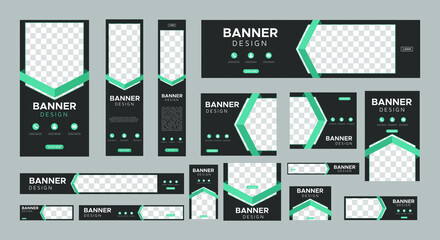 set of creative web banners of standard size with a place for photos. business ad banner. vertical, 