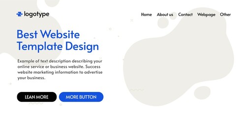 Poster - Website template mockup design with modern liquid fluid background shape elements or internet web page banner layout vector, idea for abstract leaflet flyer or poster brochure cover mock up