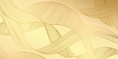 Golden lines pattern background. Luxury gold Line arts wallpaper. Design for cover, invitation background, packaging design, fabric and print. Vector illustration.