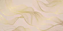 Golden Lines Pattern Background. Luxury Gold Line Arts Wallpaper. Design For Cover, Invitation Background, Packaging Design, Fabric And Print. Vector Illustration.