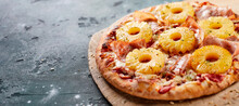 Tropical Hawaiian Pizza With Pineapple Slices