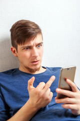 Canvas Print - Young Man with a Phone