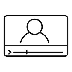 Poster - Storyteller online video icon. Outline storyteller online video vector icon for web design isolated on white background