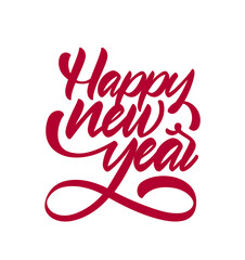 Wall Mural - handwritten calligraphic brush type lettering of happy new year.
