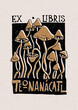 © Stellar Bones - Illustrated card with psychedelic mushrooms. Can be used as a print on clothing, postage stamp, cover