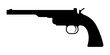 © metelsky25 - Gun revolver icon. Vintage pistol silhouette. Western handgun. Vector illustration.