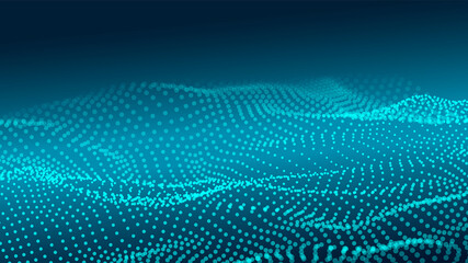 Leinwandbilder - Abstract digital wave of particles. Futuristic point wave. Technology background vector. Vector illustration