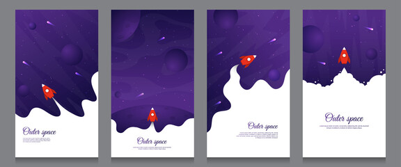 Wall Mural - vector flat illustration with copy space for text. cosmos exploration wallpaper. element for design 