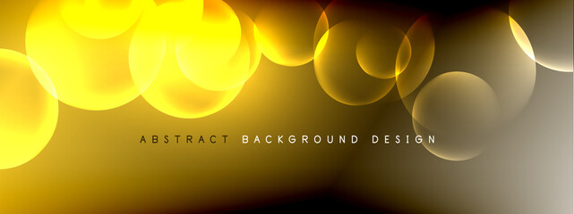 Vector abstract background liquid bubble circles on fluid gradient with shadows and light effects. Shiny design templates for text