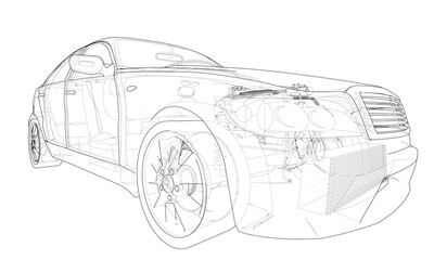 Aufkleber - concept car. 3d illustration