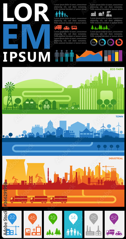 Abstract stylish cityscape infographics. Infographics elements ...