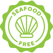 Seafood Free Isolated Green Outline Stamp Icon Vector Circle