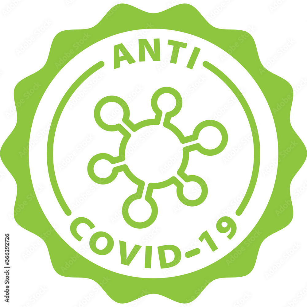 anti covid-19 isolated green outline stamp icon vector circle - obrazy, fototapety, plakaty 