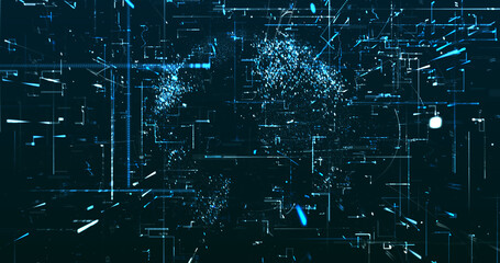 Wall Mural - abstract digital network data background, 3d rendering