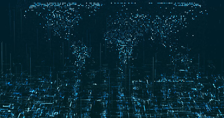 Wall Mural - abstract digital network data background, 3d rendering
