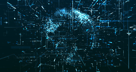 Wall Mural - abstract digital network data background, 3d rendering