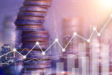 Wall Mural - Stock market or forex trading graph and candlestick chart suitable for financial investment concept. Forex trading candlestick chart economic , ECN Digital economy.