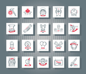 Poster - set of icons of the labor day