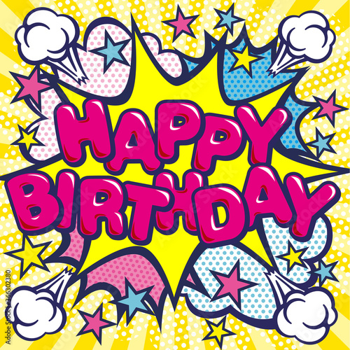 アメリカンコミック風の誕生日おめでとうタイトル吹き出し素材 Vector De Stock Adobe Stock アメリカンコミック風の誕生日おめでとうタイトル吹き出し素材 Vector De Stock Adobe Stock