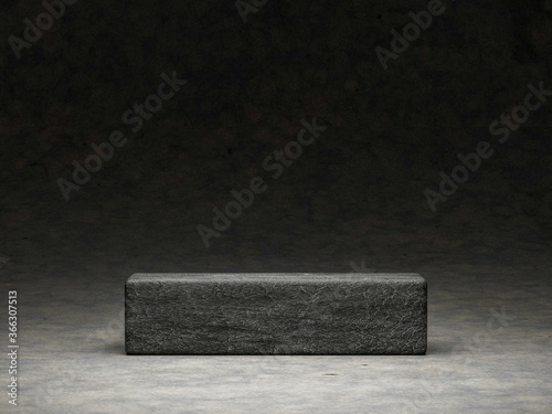 Fotomural 3d render of podium or pedestal on concrete background with stone
