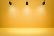 © Lemonsoup14 - Empty photo studio backdrops and spotlight on yellow room background with showing scene. Yellow display or blank room. 3D rendering.