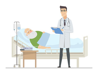 Senior man at the hospital - flat design style illustration