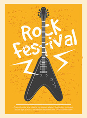 Sticker - rock festival poster with musical instrument