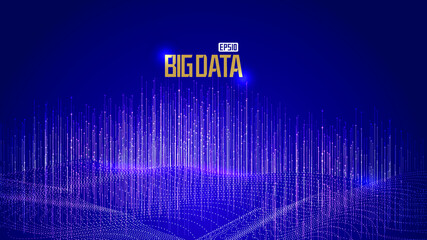 Poster - Blue purple dotted line three-dimensional space big data internet technology background.