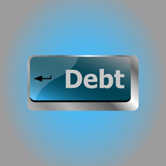 Poster - Computer keyboard key debt word, business concept