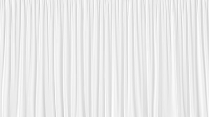 Wall Mural - Beautiful white waving curtains abstract 3D background. White rippled silk cloth background. Silk curtains made of soft luxury fabric. 3d rendering.