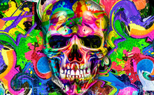 Abstract Colorful Background With Colorful Skull