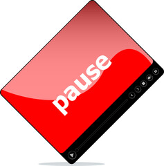 pause on media player interface . isolated on white