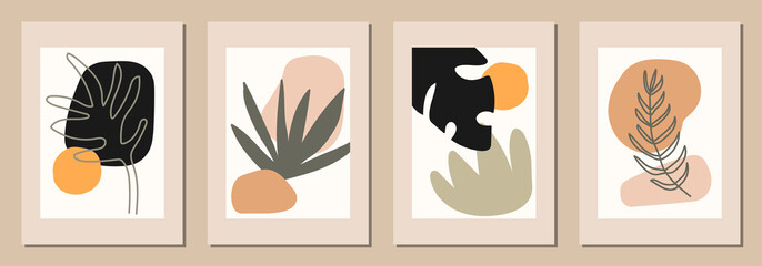 Set of vertical abstract backgrounds or card templates in modern colors, in popular art style