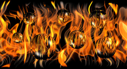 Wall Mural -  fire flame spheres