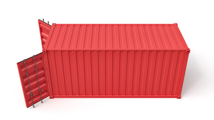 Poster - 3d rendering of open red shipping container isolated on white background