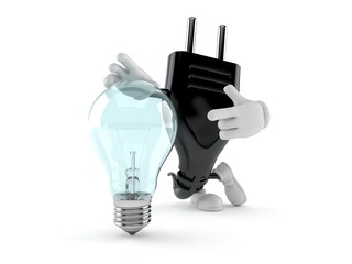 Canvas Print - Electric plug character with light bulb