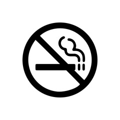 vector illusion icon of prohibited Cigarette with black circle on glyph icon