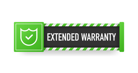 Poster - Extended warranty green sticker sign. Striped frame. Banner isolated on white background. Vector.