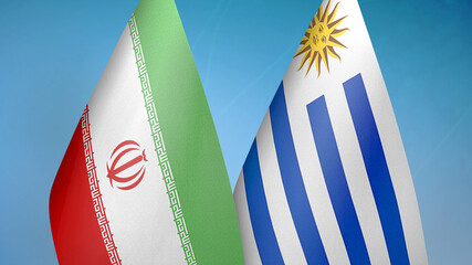 Iran and Uruguay two flags