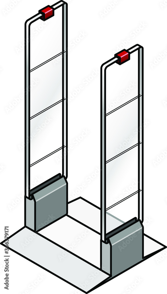 Anti-theft sensor gates commonly installed in shops/stores. Stock ...