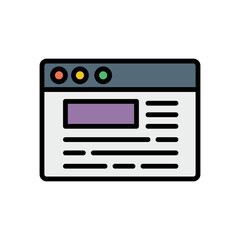 Poster - Browser, web site, news, text icon. Simple color with outline vector elements of internet explorer icons for ui and ux, website or mobile application