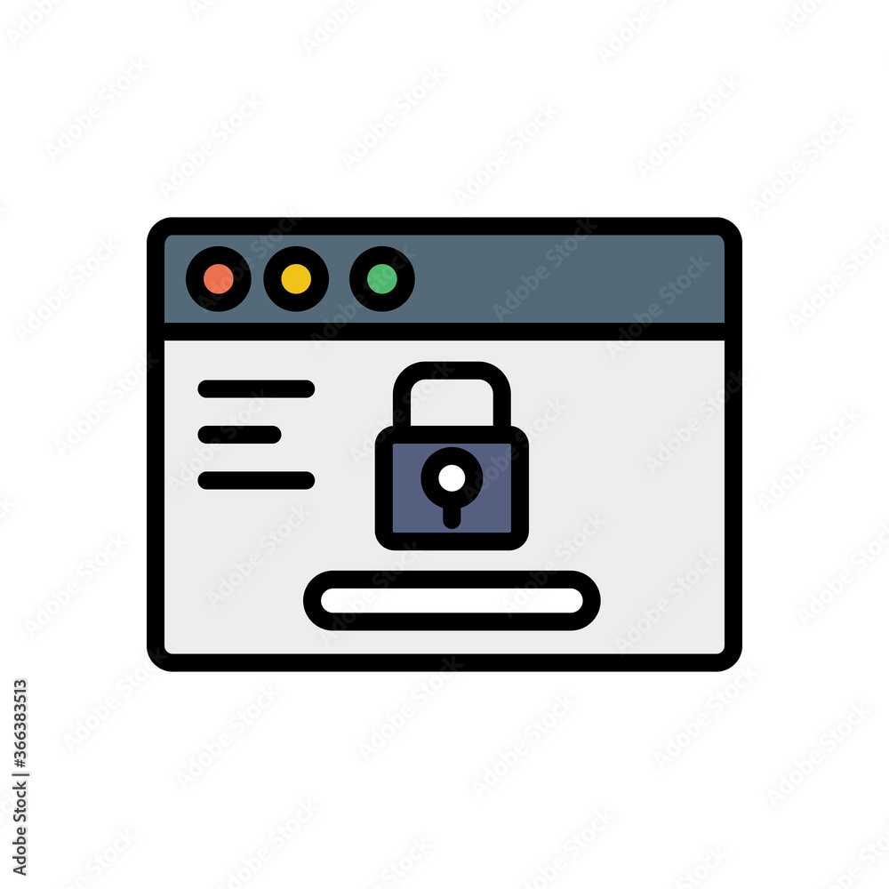 Browser, web site, lock icon. Simple color with outline vector elements ...