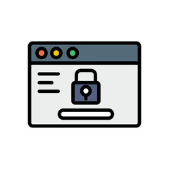 Poster - Browser, web site, lock icon. Simple color with outline vector elements of internet explorer icons for ui and ux, website or mobile application