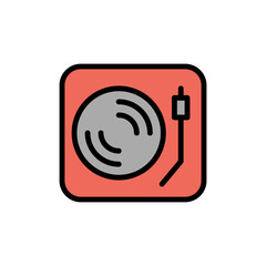 Aufkleber - Record player icon. Simple color with outline vector elements of rock n roll icons for ui and ux, website or mobile application