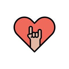 Poster - Love, hand icon. Simple color with outline vector elements of rock n roll icons for ui and ux, website or mobile application